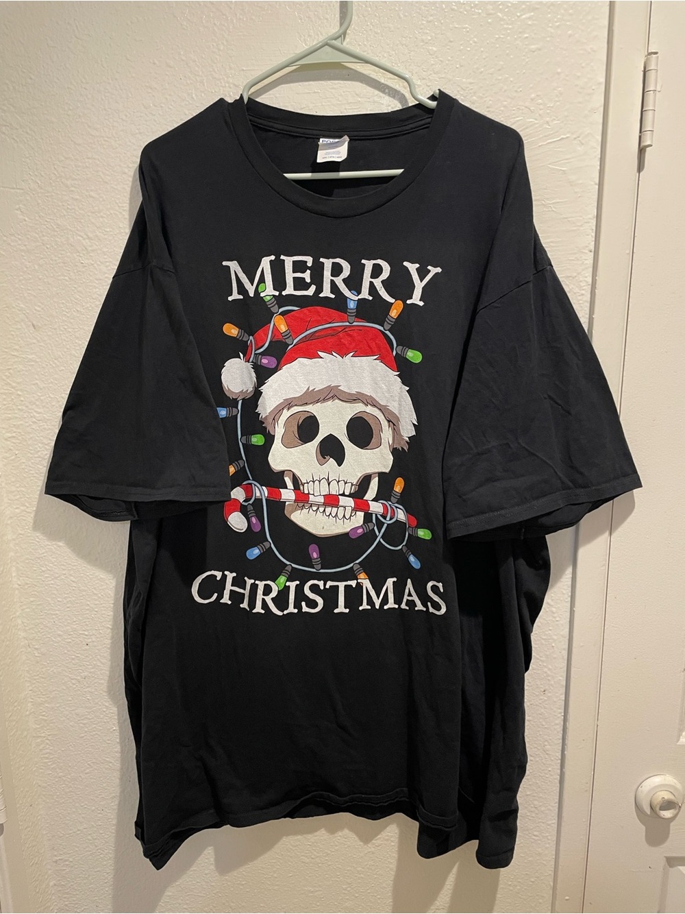 Port & Company 6XL Black Merry Christmas Skull Graphic Tee Big & Tall🎄☠️